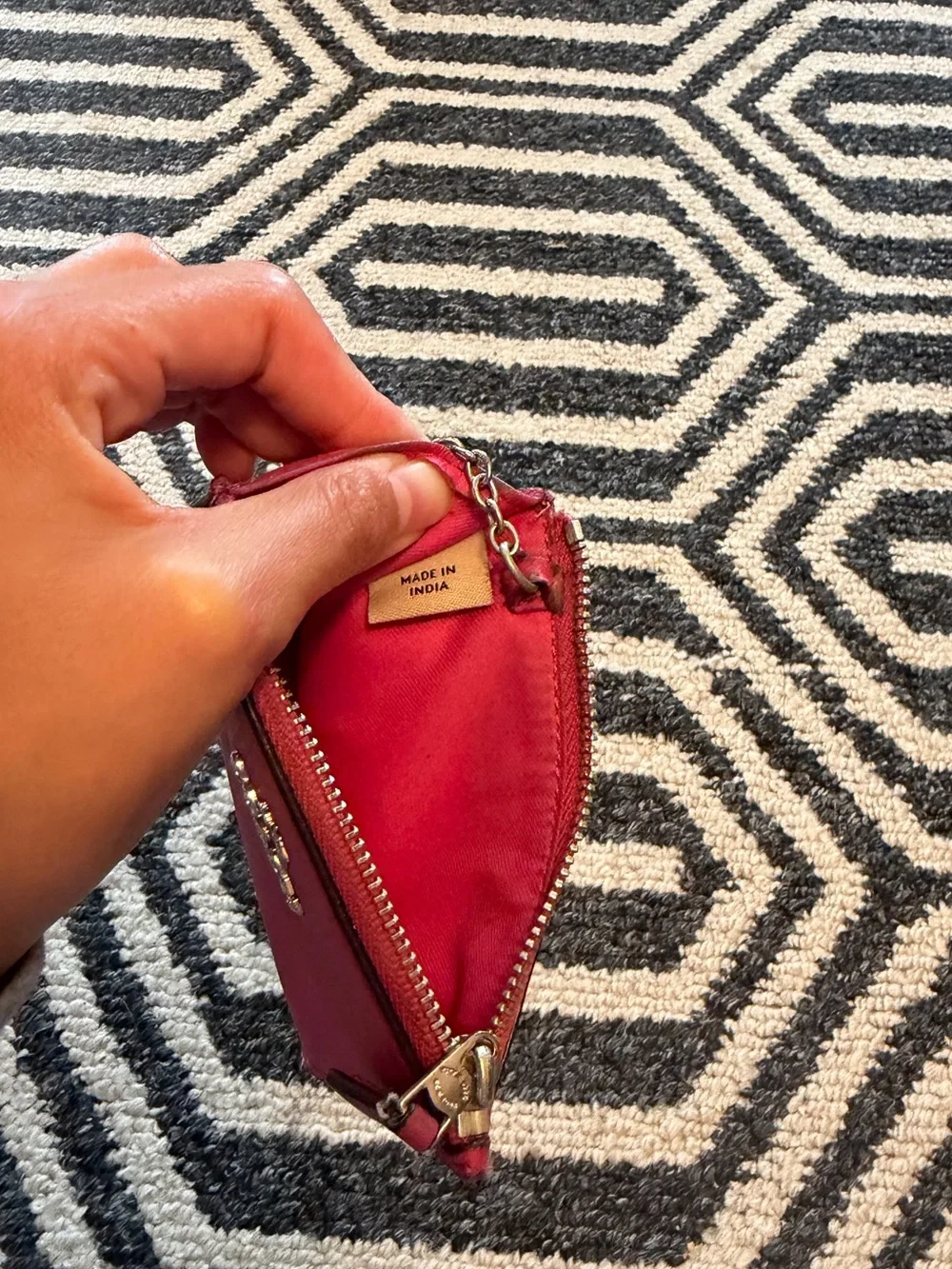COACH Pink Leather Zip Card Key Pouch Mini Skinny ID Case